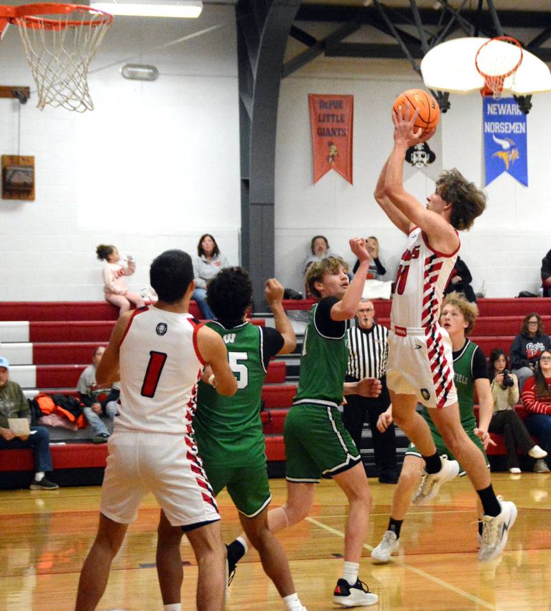 LaMoille's Colton Ladson shoots against Wethersfield in Tuesday's game in the LaMoille Holiday Classic.