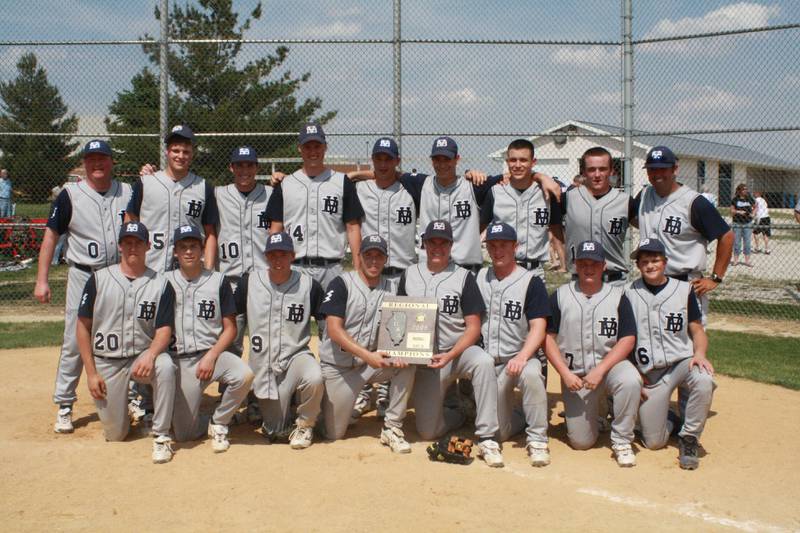 The Bureau Valley Storm won their only baseball regional championship in 2009, upsetting rival Princeton. Team members are (front row, left to right) Sam Lowers, Zach Wallace, Caleb Baker, PJ Baker, Eric Ringle, Brandon Clark, Tyler Kennedy, Lane Danielson; and (back row) assistant coach Don King, Peter Elliot, John king, Paul Elliot, Tyler Rumbold, Ryan Hix, Tevis Mott, Michael Weidner and head coach John Matlick.