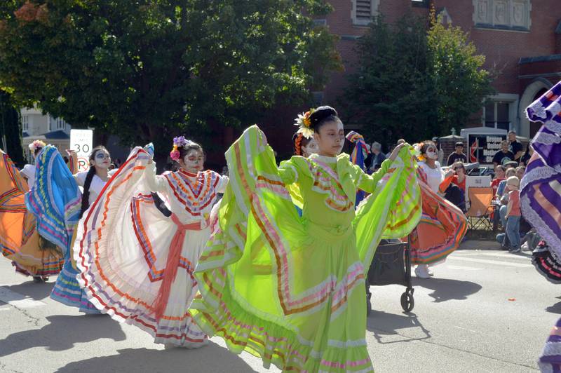 Dia de los Muertos is celebrated at the Harvest Time Parade on Sunday, Oct. 6, 2024, during the 53rd annual Autumn on Parade in Oregon.