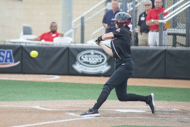 Antioch’s Aubrey Ultsch drives in the Sequoits run against Lemont Friday, June 10, 2022 in the class 3A IHSA state softball semifinal game.