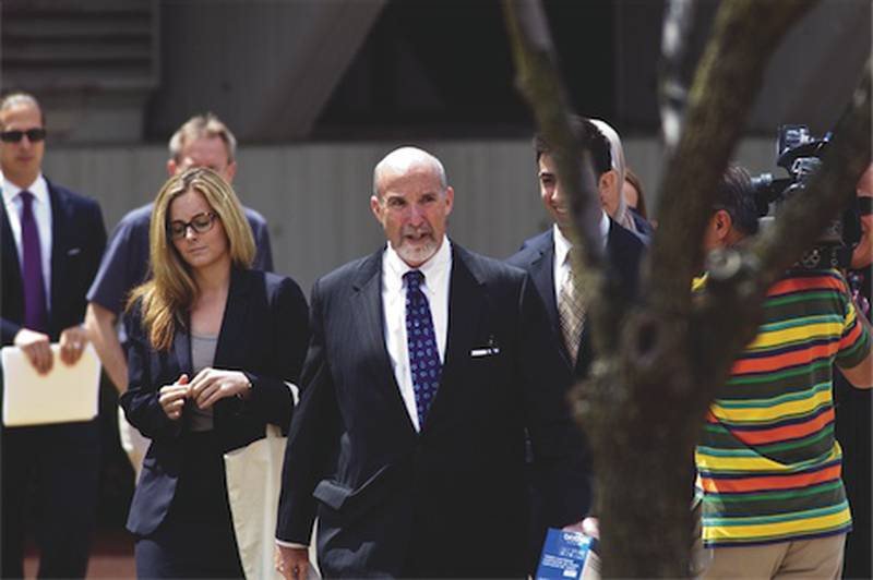 In this file photo, Joel Brodsky, a lead attorney for Drew Peterson, leaves for lunch during Peterson’s jury selection at Will County Courthouse in Joliet.