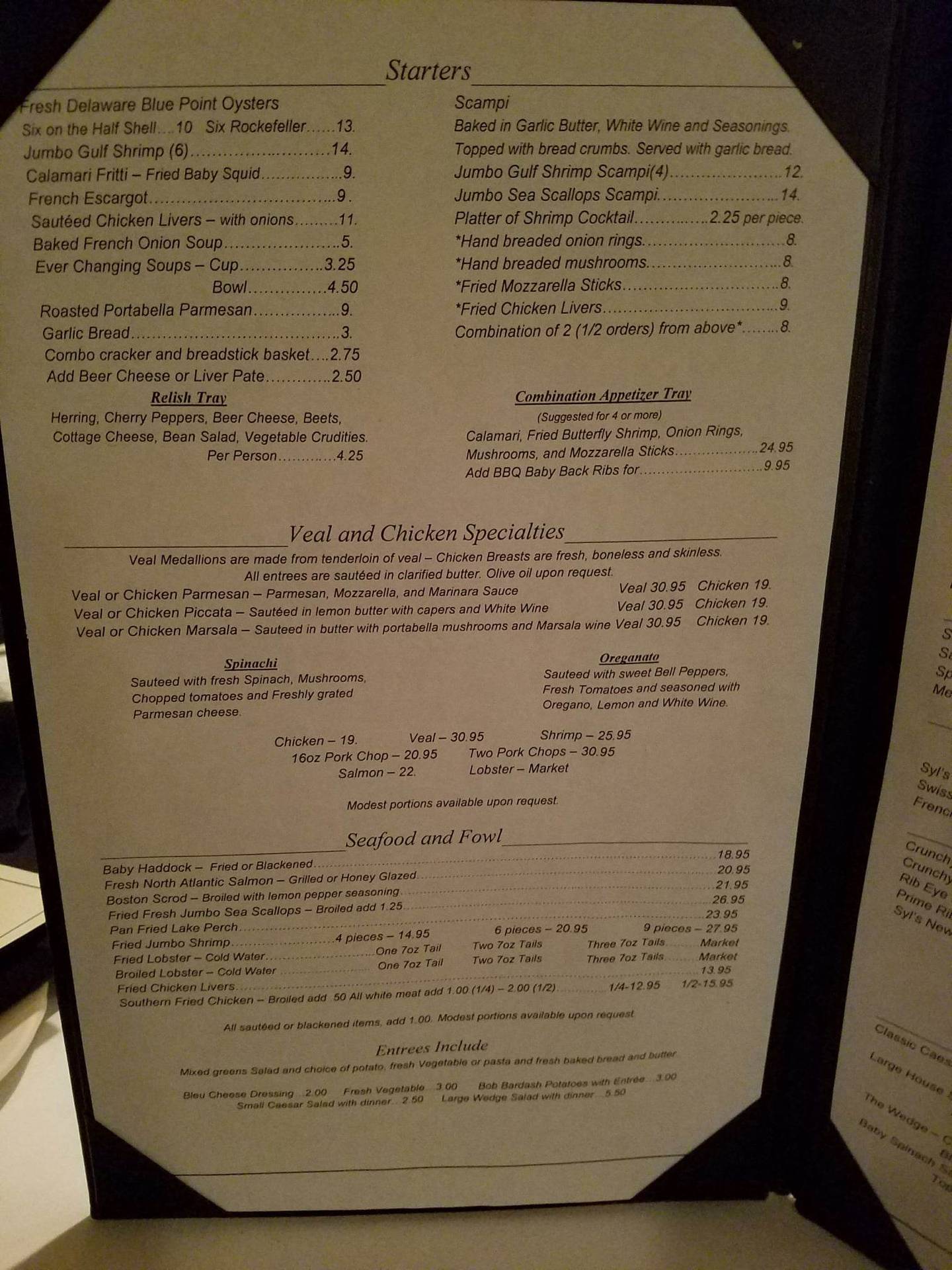 Pictured is a menu from Syl's Steakhouse in Rockdale from around 2016. The longtime restaurant closed under current management in January 2023.