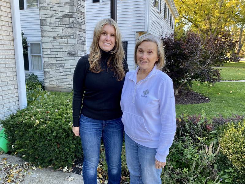 Sarah Newby (left) and Cindy Hupke, shown here at Hupke's home in DeKalb on Friday, Oct. 20, 2023, are heading up efforts to grow the American Legion Post No. 66's Be The One campaign, meant to combat veteran suicide.