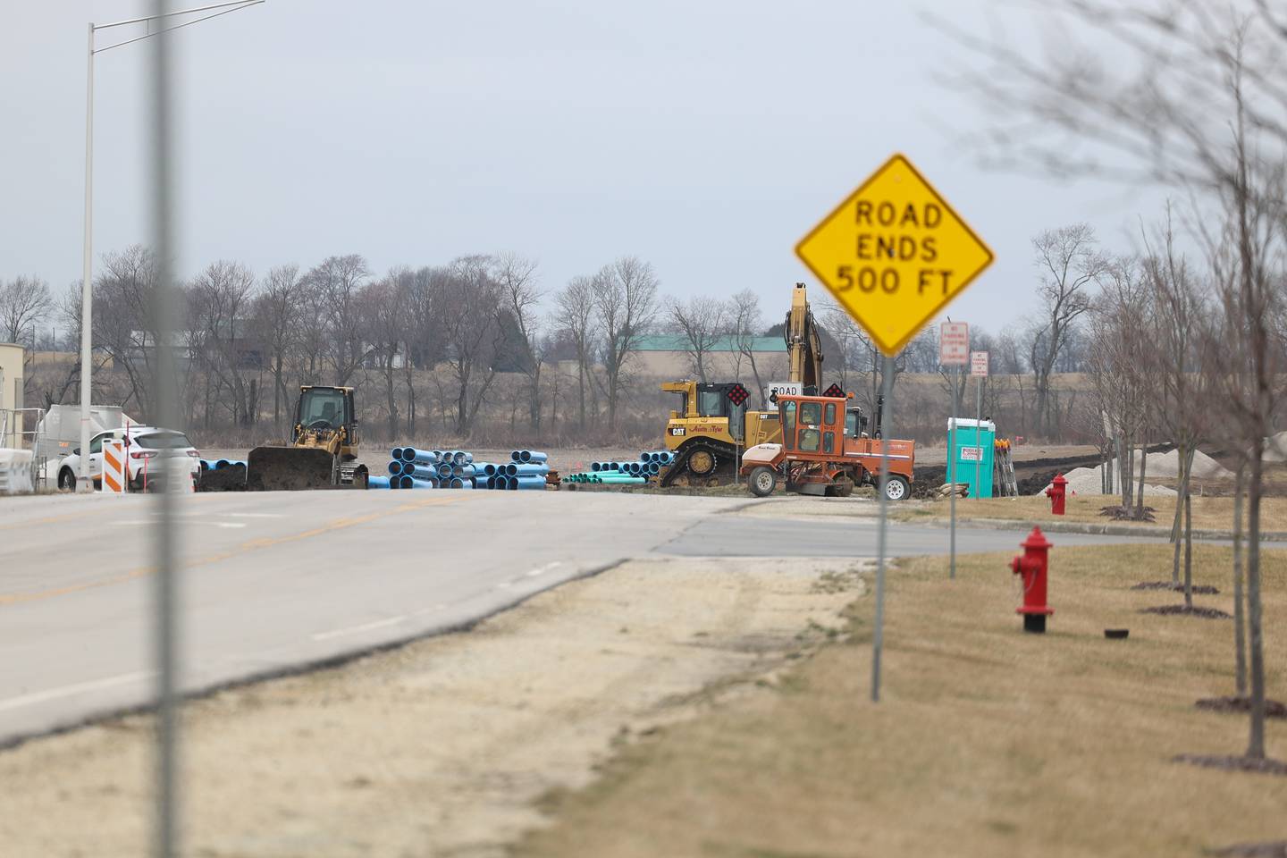 Crews work on the 143rd Street west extension on Thursday Mar. 7th, 2024 in Plainfield.