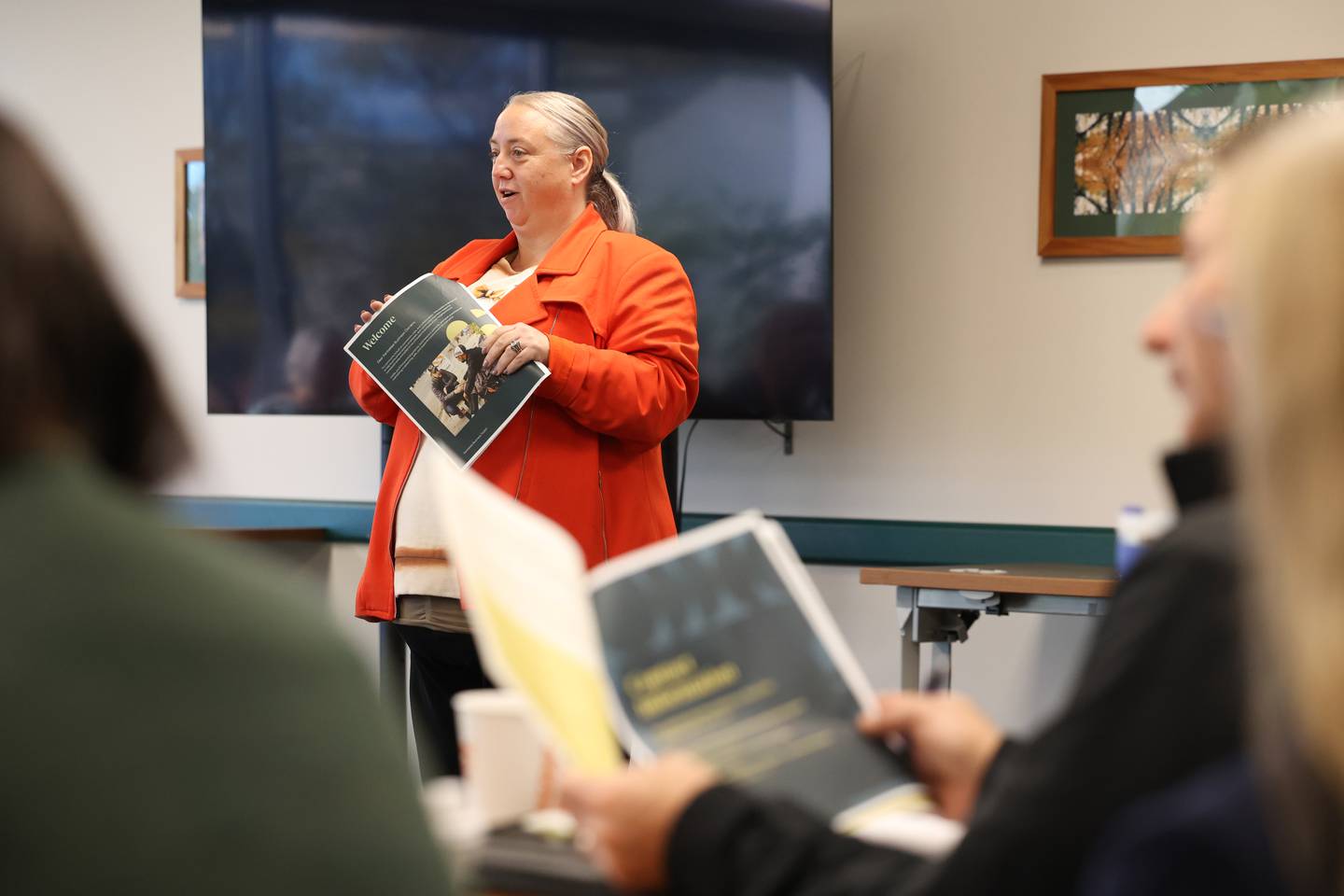 Barbi Brewer-Watson, executive director of the Kankakee Economic & Community Development Agency, speaks to attendees during the first-ever workshop introducing the Business Toolkit for Interactions with Homeless Individuals on Monday, Oct. 27, 2025. The workshop shared tools and strategies for local businesses to "treat our homeless neighbors with dignity while supporting your business and community."