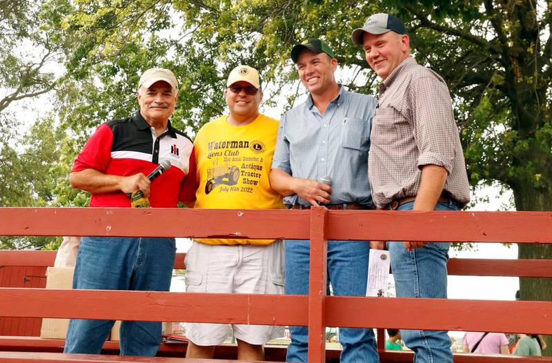 The Parade of Power announcing team of Max Armstrong (from left), Shawn Blobaum, Josh Hickey and Joel Prestegaard is seen at a previous Waterman Lions Summerfest and Antique Tractor &Truck show. The team is returning for this year's event on Saturday, July 20, 2024.