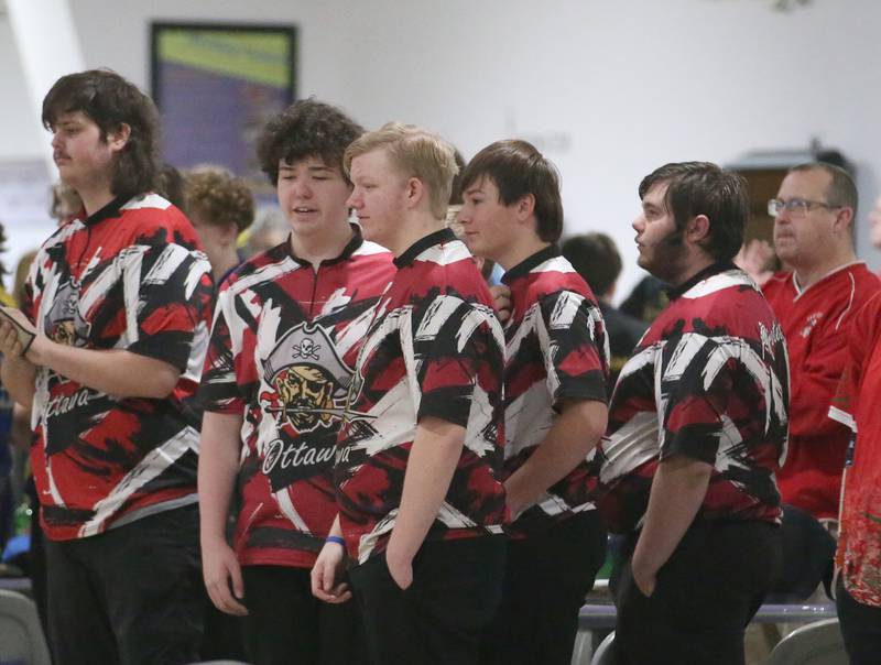 Members of the Ottawa boys bowling team compete in the Regional Bowling meet on Saturday, Jan. 14, 2023 at the Illinois Valley Super Bowl in Peru.