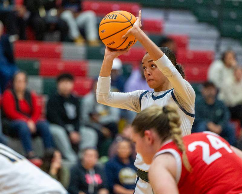 Nia Harris (10) of Sterling shoots free-throw during Regional Championship game on Thursday, Feb. 19, 2026 in Sellett Gymnasium at L-P High School.