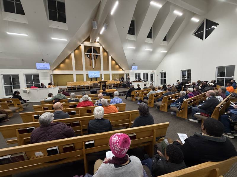 A crowd listens to music on Martin Luther King Jr. Day on Monday, Jan. 19, 2026, at New Hope Missionary Baptist Church in DeKalb for the annual MLK Day Celebration.