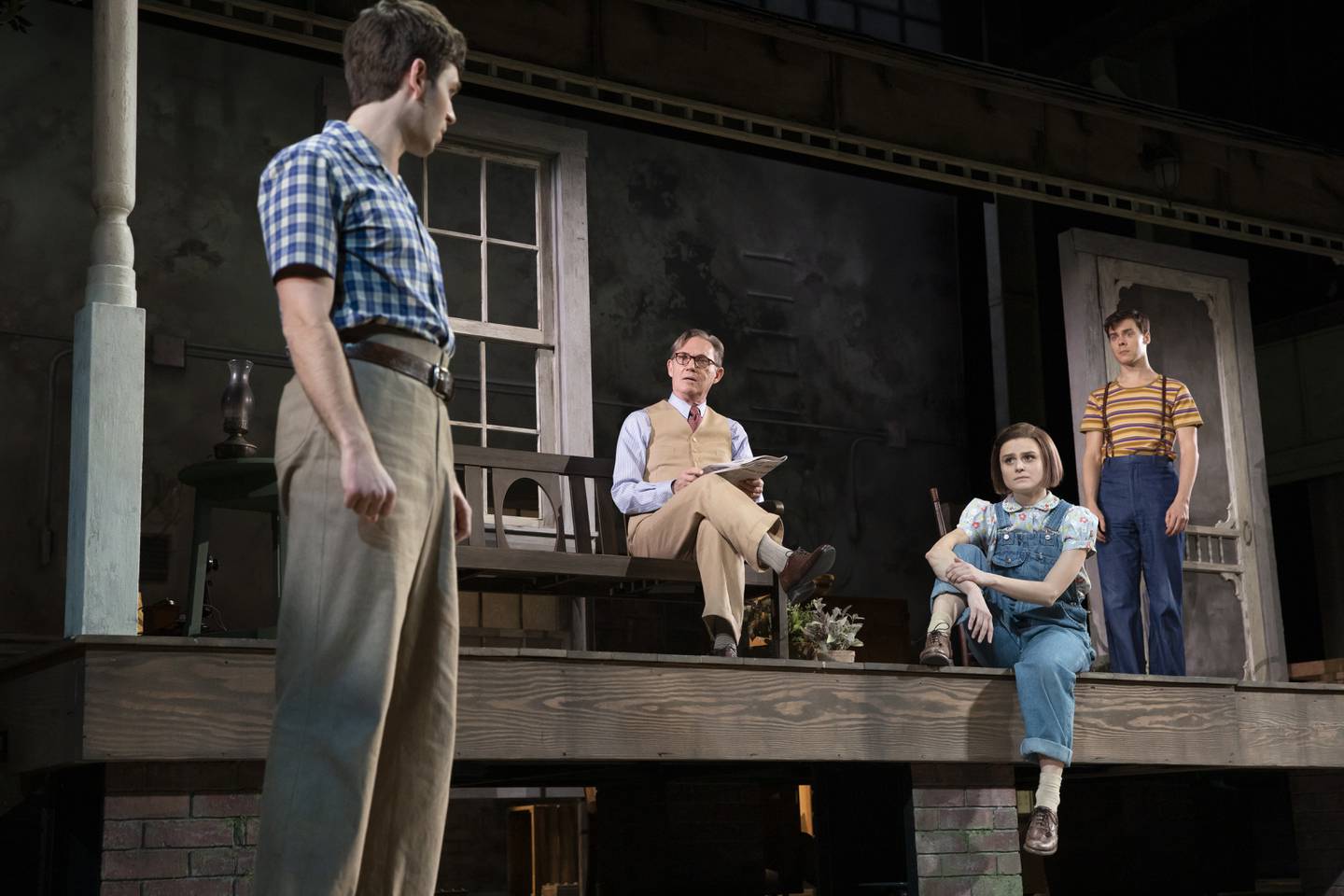 Justin Mark (Jem Finch, from left), Richard Thomas (Atticus Finch), Melanie Moore (Scout Finch) and Steven Lee Johnson (Dill Harris).