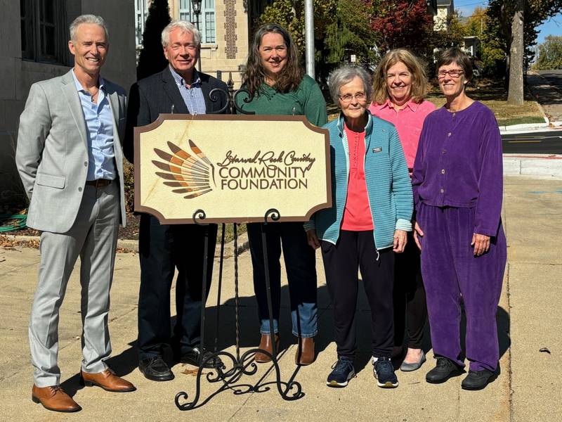 Illinois Valley Symphony Orchestra leaders met recently with Starved Rock Country Community Foundation representatives in La Salle. Pictured are SRCCF President Fran Brolley (from left) and board chair Reed Wilson with IVSO representatives Pamela Butler, Barbara Lukancic, Peggy Etheridge and Laurel Maze.