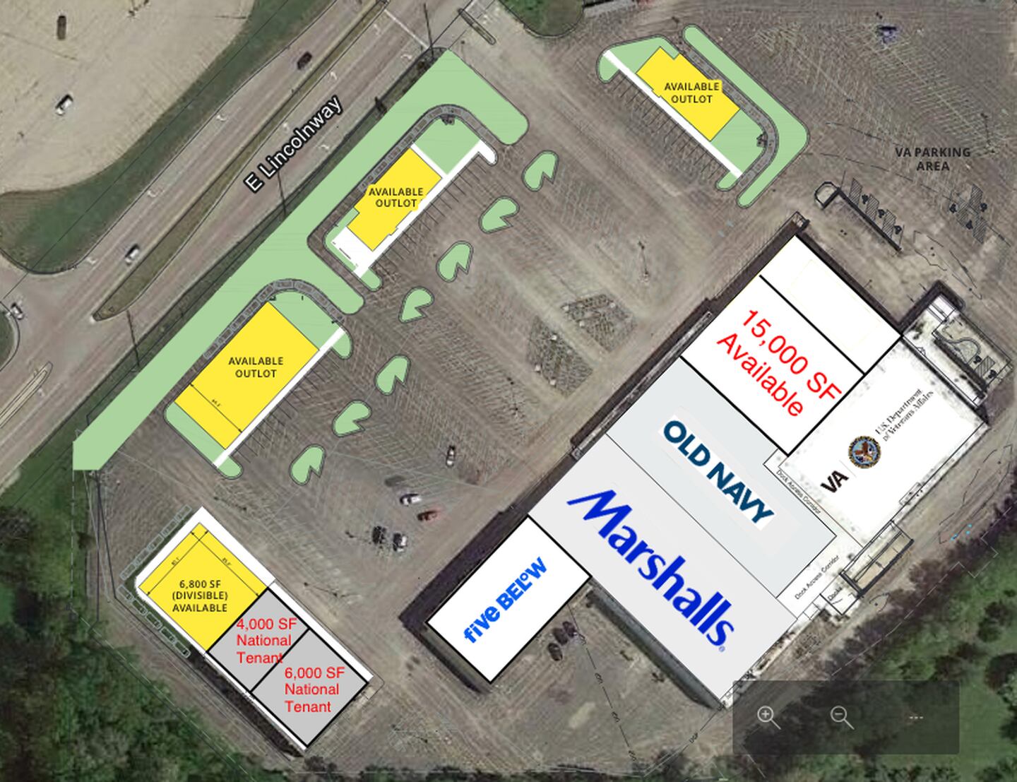 Marshalls, Old Navy and Five Below will join the first tenant, the VA Clinic, in the former Kmart building in Sterling. That leaves a 15,000-square-foot retail space in the main building, and many spots in the outlying buildings on site, yet to be filled, owner Chris Williams of Highlands Development said.