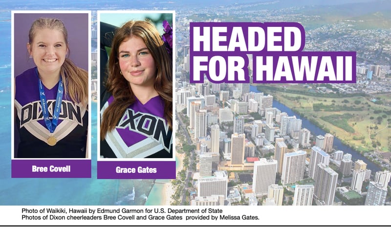 Bree Covell and Grace Gates will be part of the Varsity Spirit All-American cheerleading squad that will participate in the Pearl Harbor Memorial Parade.