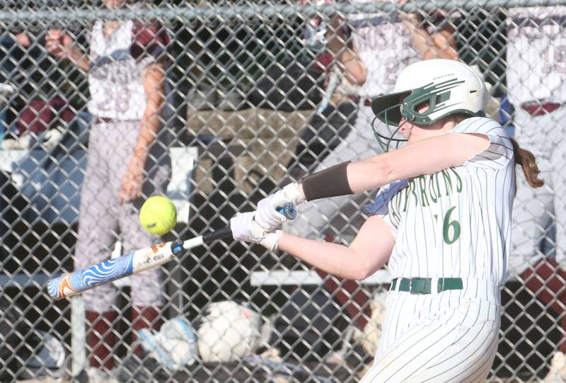 St Bede's Lili McClain makes contact with the ball against Illinois Valley Central during the Class 2A Regional final on Friday, May 23, 2025 at St. Bede Academy.