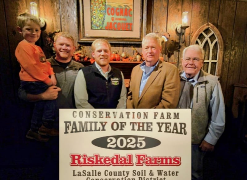 The La Salle County Soil and Water Conservation District has named Riskedal Farms the 2025 Conservation Farm Family of the Year for their commitment to sustainable agriculture and community service.