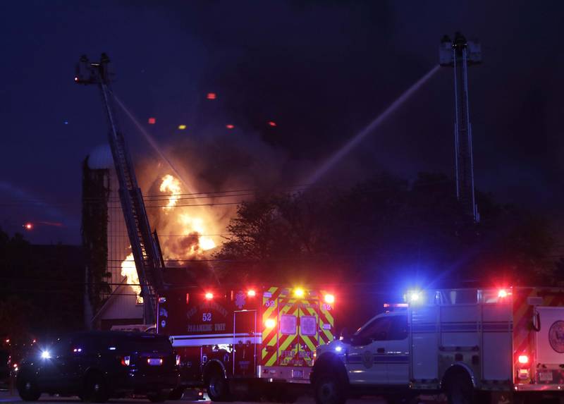 Area firefighters battle a blaze at Pheasant Run Resort Saturday May 21, 2022 in St. Charles.