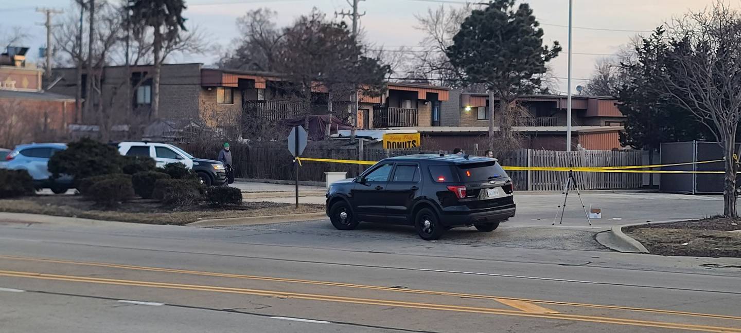A pedestrian was apparently struck by a vehicle and killed early Thursday morning in the parking lot of the 809 Plainfield Road, police said.