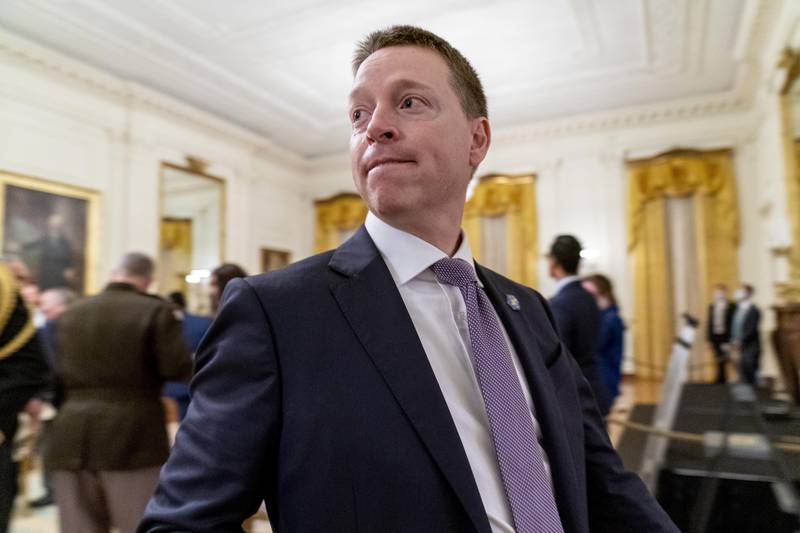 FILE - Former deputy national security adviser Matthew Pottinger departs after President Donald Trump awarded the Medal of Honor to Army Sgt. Maj. Thomas P. Payne in the East Room of the White House, Sept. 11, 2020, in Washington. Pottinger and Sarah Matthews are expected to testify at the House Jan. 6 committee's prime-time hearing on July 21, as the panel examines what Trump was doing as his supporters broke into the Capitol, according to a person familiar with the hearing. (AP Photo/Andrew Harnik, File)