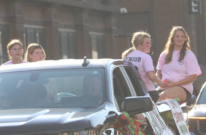 L-P senior board members ride during the L-P homecoming parade on Thursday, Oct. 2, 2025 downtown Peru.