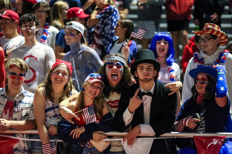 Lincoln Way West student section during football game between Sandburg at Lincoln Way Central.  Sept 22, 2023.