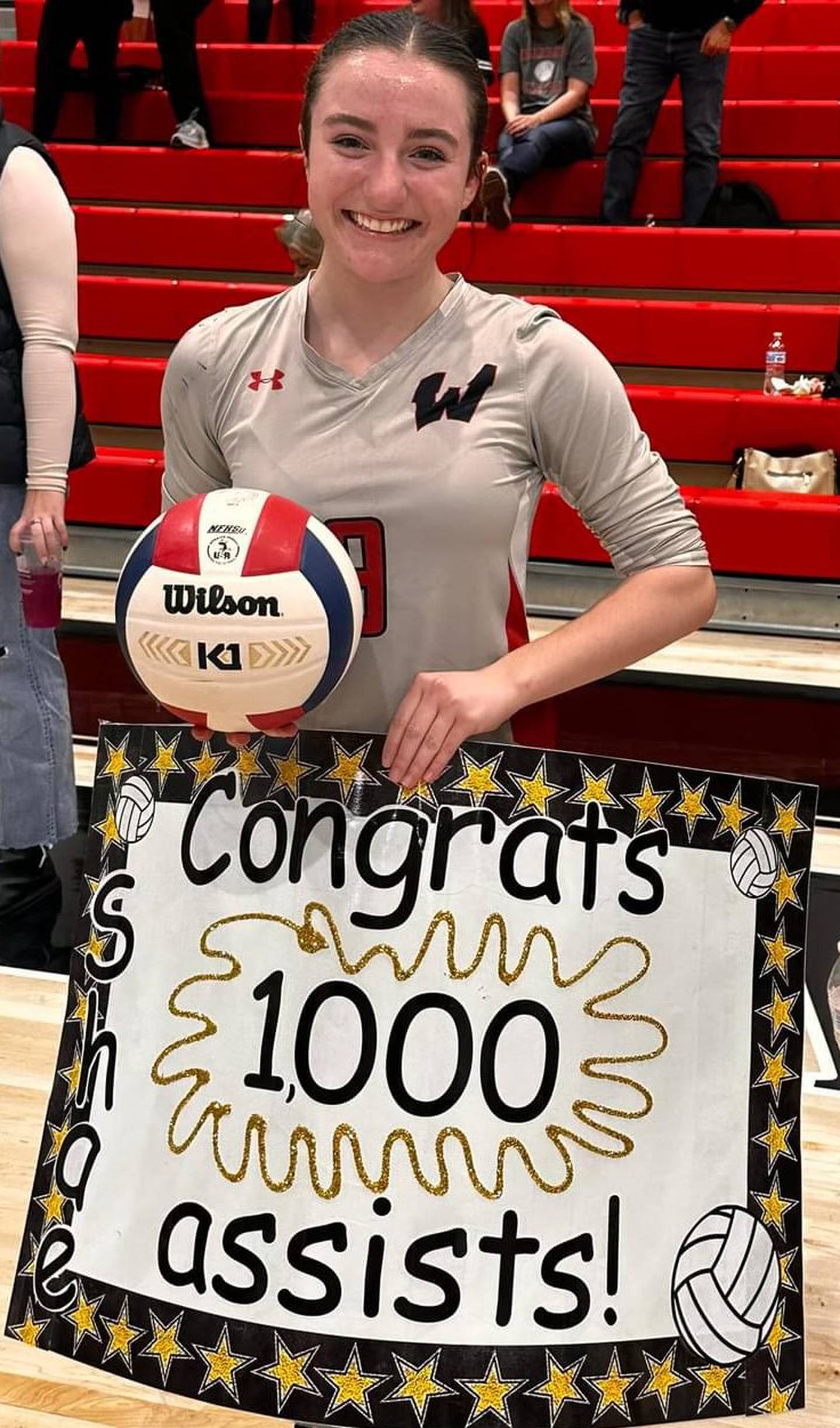 Woodland senior Shae Simons recorded her 1000th-career assist in the Warriors' straight-set victory over Dwight on Tuesday.