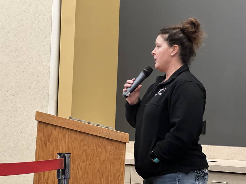 DeKalb County resident Molly Stoffa asked the DeKalb County Board to consider new safety measures at the intersection of Route 23 and Perry Road on Dec. 13, 2023.