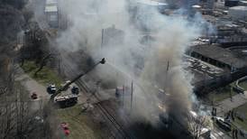 Photos: Three-alarm fire destroys former tavern in Peru