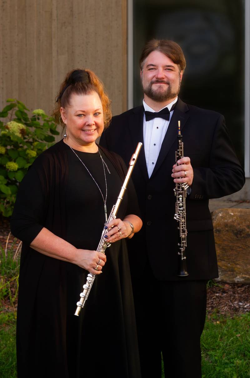 Flute and oboe players Sue Gillio and Ben Crosby
