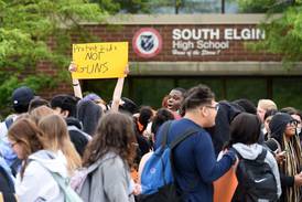 Students protest at South Elgin High School over concerns about gun violence