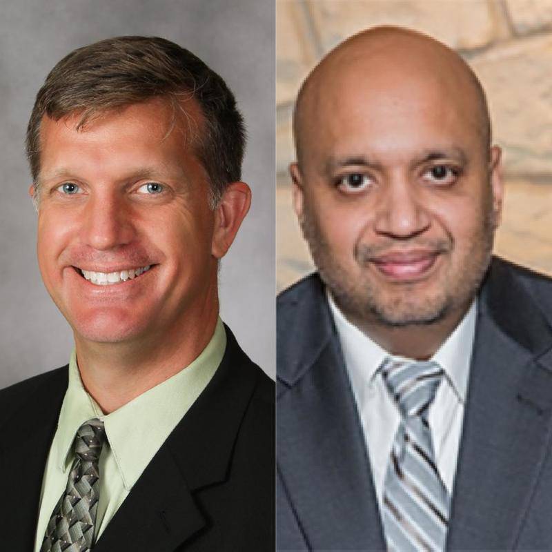 Pictured (from left) are Dr. Christopher Udovich, Silver Cross Hospital chief medical officer, and Dr. Atul Gupta, chairman of infection control for Silver Cross Hospital in New Lenox