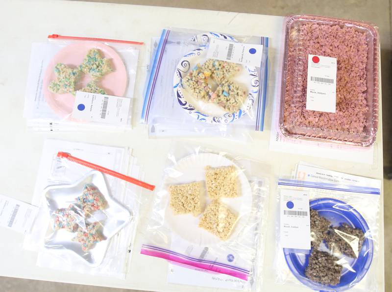 Some rice crispy treats baked by 4-H kids are on display on a table during the Bureau County 4-H Fair on Thursday, July 13, 2023 in Princeton.