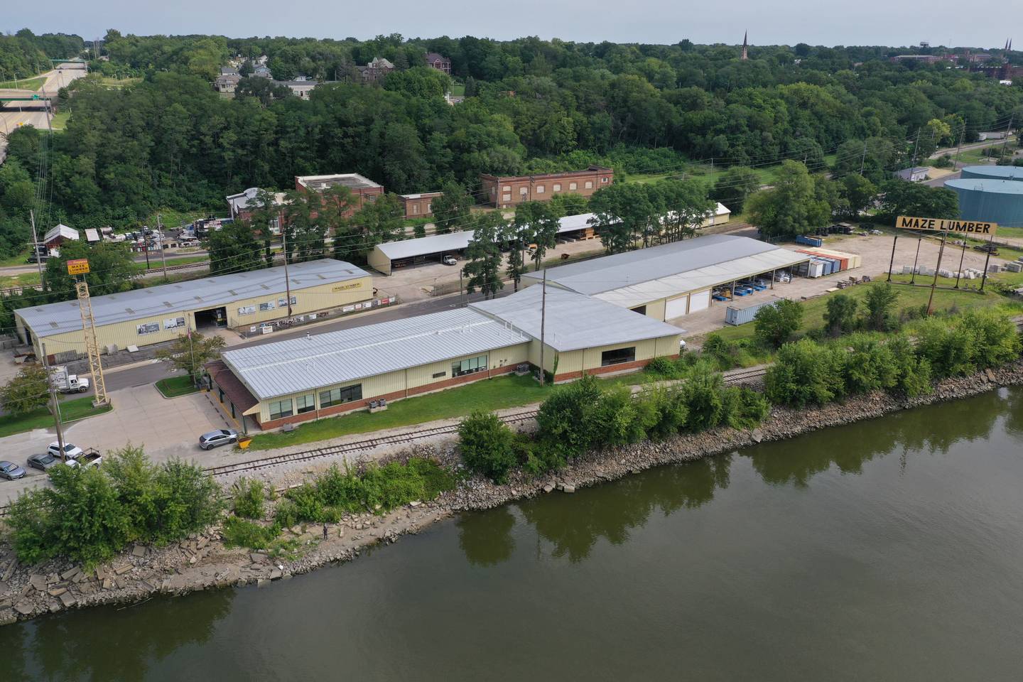 An aerial view of Maze Lumber on Tuesday, Aug. 12, 2025 in Peru.