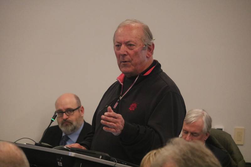 DeKalb resident and local businessman Steve Irving speaks at the Nov. 30, 2023 special meeting of DeKalb School District Board of Education.