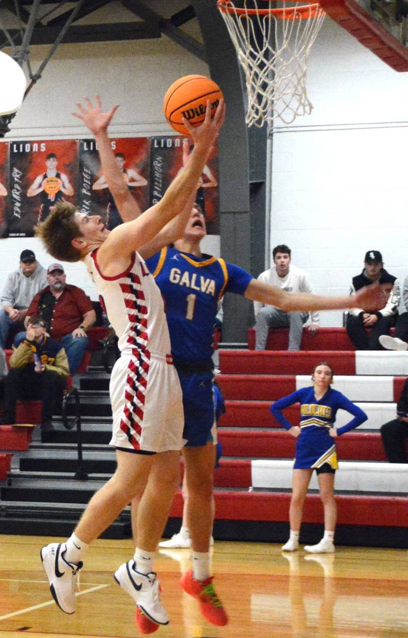 LaMoille's Brayden Klein takes in a layup against Galva Thursday night in LaMoille.
