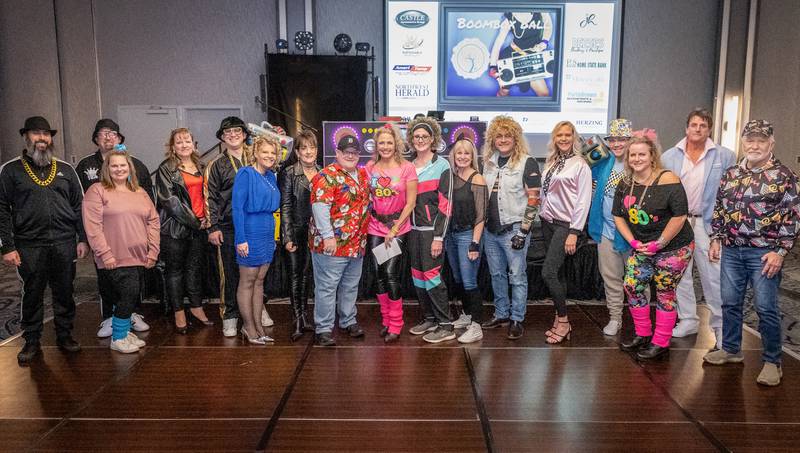 Revelers celebrate an earlier era at the McHenry Area Chamber's 2024 Gala, "Boombox Ball: A Totally Tubular '80s Party," on Jan. 27.