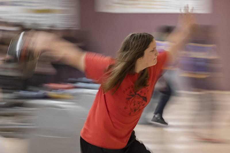 Dixon’s Aaron Fitzanko goes through his motion Wednesday, Jan. 24, 2024 during practice for the state tournament.