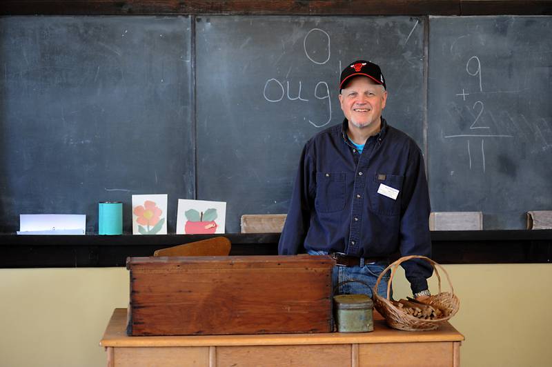 Kurt Begalka, the administrator of the McHenry County Historical Society and Museum, 6422 Main St. in Union, is photographed inside the museum's 1895 West Harmony School on Thursday, April 14, 2022.