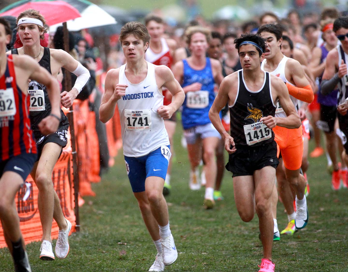 Woodstock's Ellery Shutt competes in the Class 2A State Cross Country Championships on Saturday, Nov. 9, 2024 at Detweiller Park in Peoria.