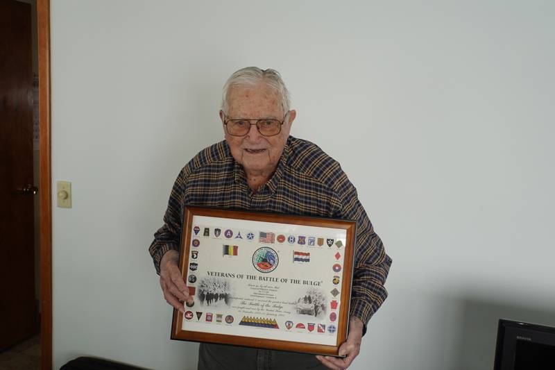 Willard Simpson of Franklin Grove served in the United States Army from 1943-1946 and fought in the Battle of the Bulge in Europe during World War II.