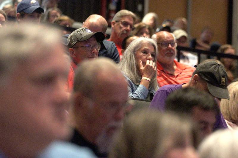 The McHenry City Council on Monday, Aug. 7, 2023, addressed a Jack Pease proposal to mine 110 acres at Route 120 and Chapel Hill Road. The meeting was held in McHenry High School’s Upper Campus auditorium.