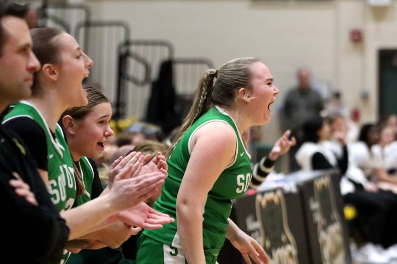 Crystal Lake South’s Gators get revved up early against  Kaneland in IHSA Class 3A Regional Title Game girls basketball action on Friday, Feb. 21, 2025, at Crystal Lake South High School in Crystal Lake.