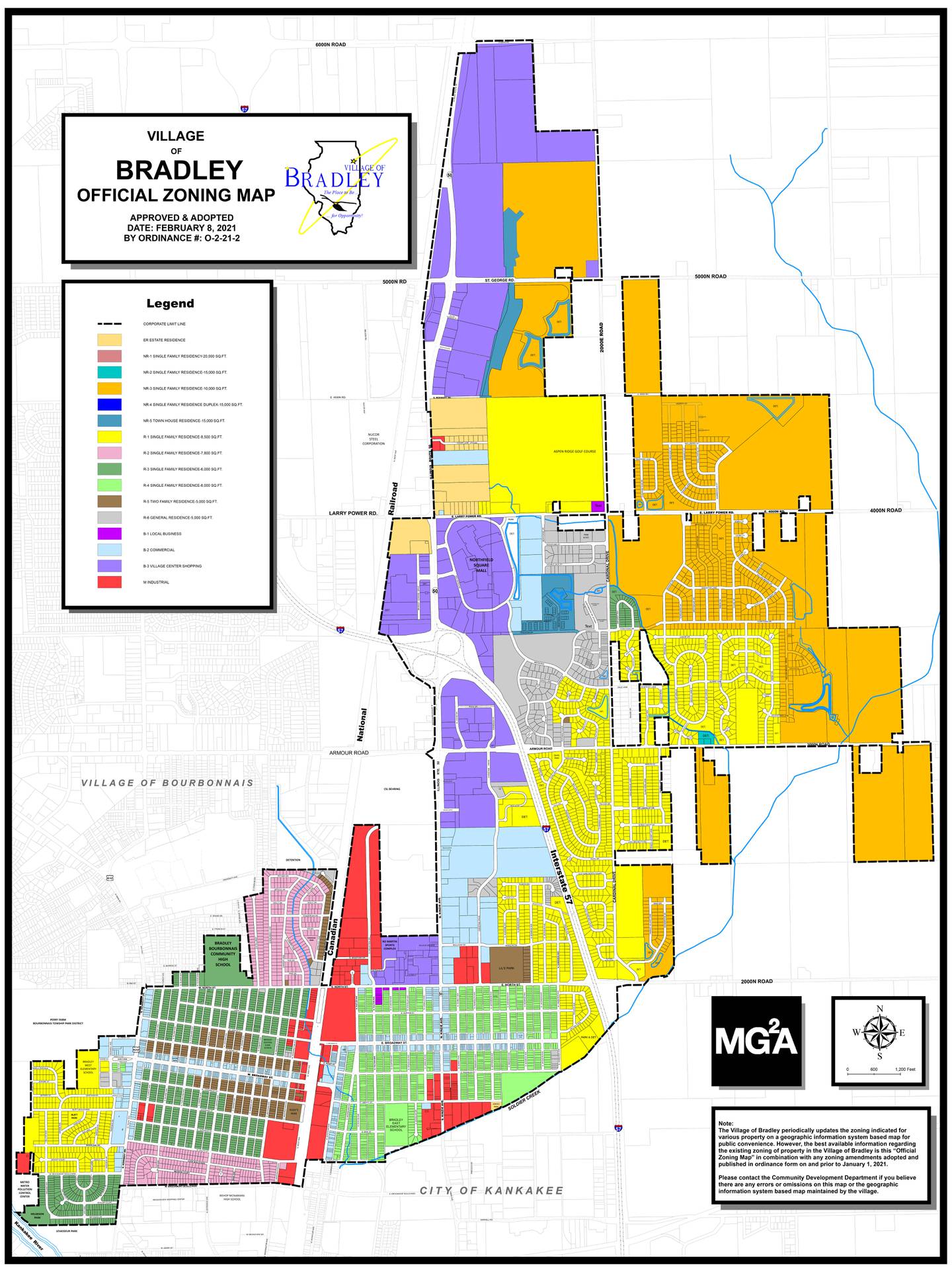 Village of Bradley official zoning map
