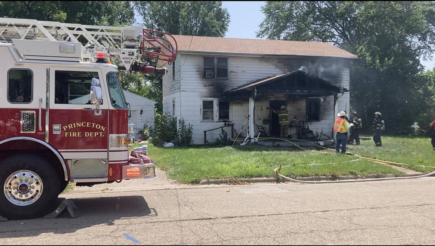 Princeton firefighters respond to a house fire in the 200 block of West Clark Street on Friday, July 28, 2023