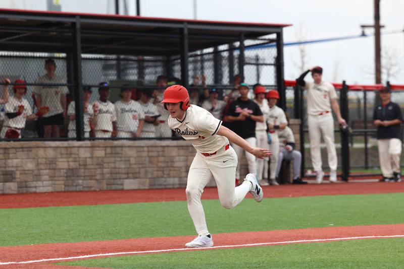 Bradley-Bourbonnais' Andrew Kubal prepares to slide into home during the Boilermakers' 8-7 loss to Homewood-Flossmoor on Monday, April 13, 2026.