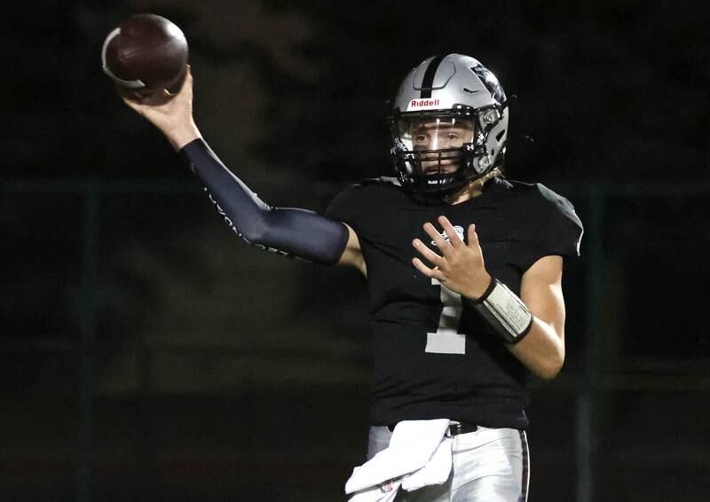 Kaneland's Chase Kruckenberg throws a pass during their game against Sycamore Friday, Oct.4, 2024, at Kaneland High School in Maple Park.