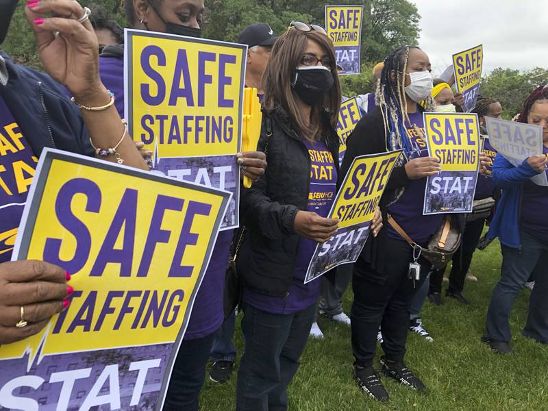 Save Staffing, STAT was one of the messages from the Service Employee Union on June 7, 2022, to the Joint Commission on Accreditation of Healthcare Organizations.