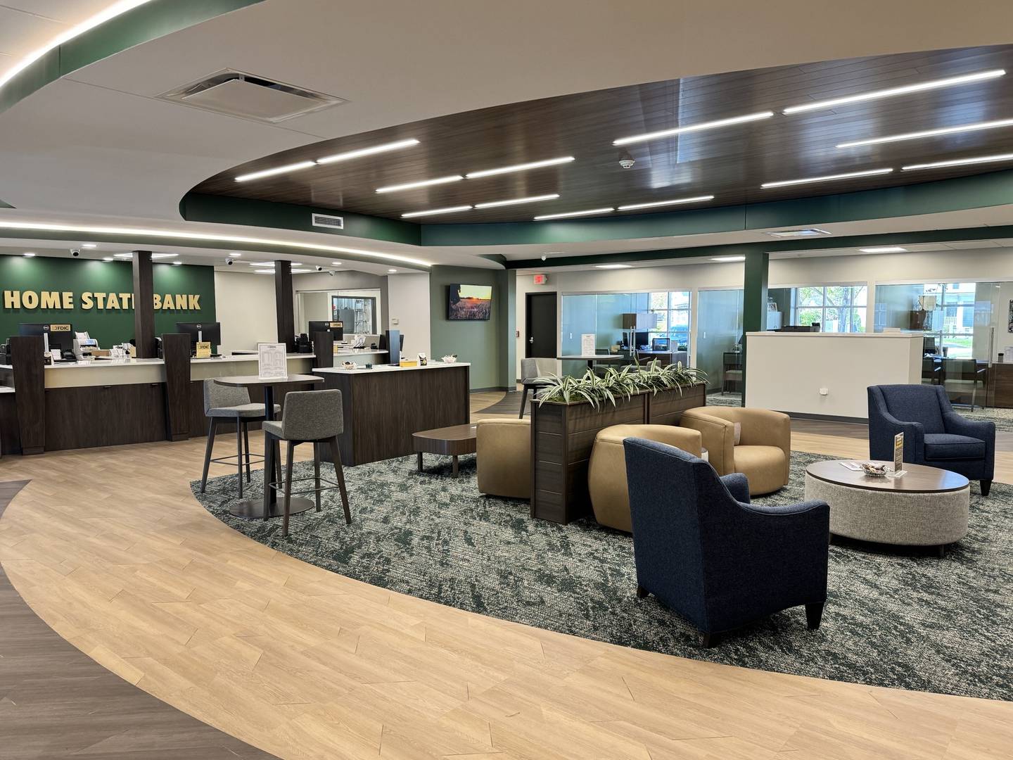 The downtown Crystal Lake Home State Bank, in a 2026 photo, recently completed Phase 1 of its major renovation project, with new amenities and a redesigned floor plan to enhance the customer experience, including private offices.