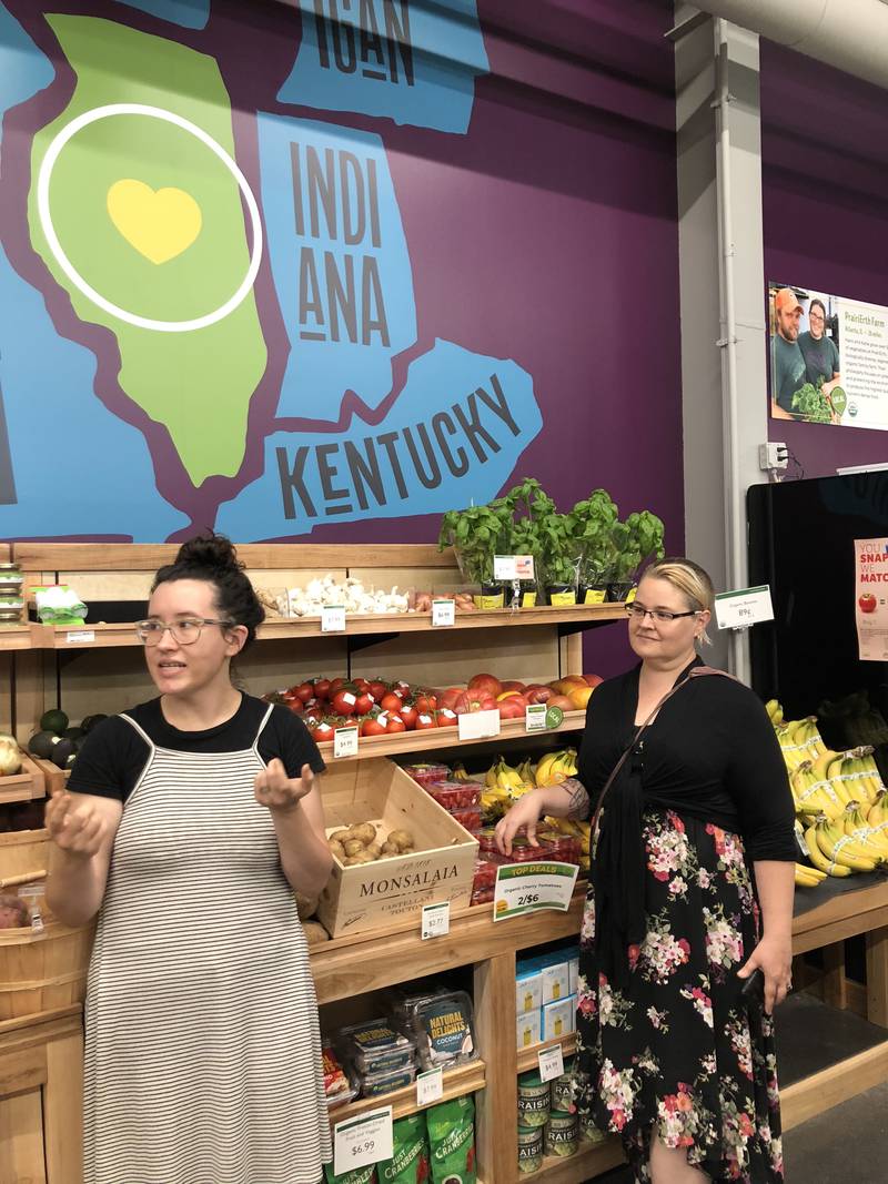 Jacqueline Hannah, right, the assistant director of Food Co-op initiative, is pictured in July 2017 with an employee of Green Top Grocery in Bloomington. Food Co-op Initiative is a nonprofit that is helping the McHenry County-based Food Shed Co-op group, which announced plans this month to build a new community-owned grocery outlet in Woodstock.