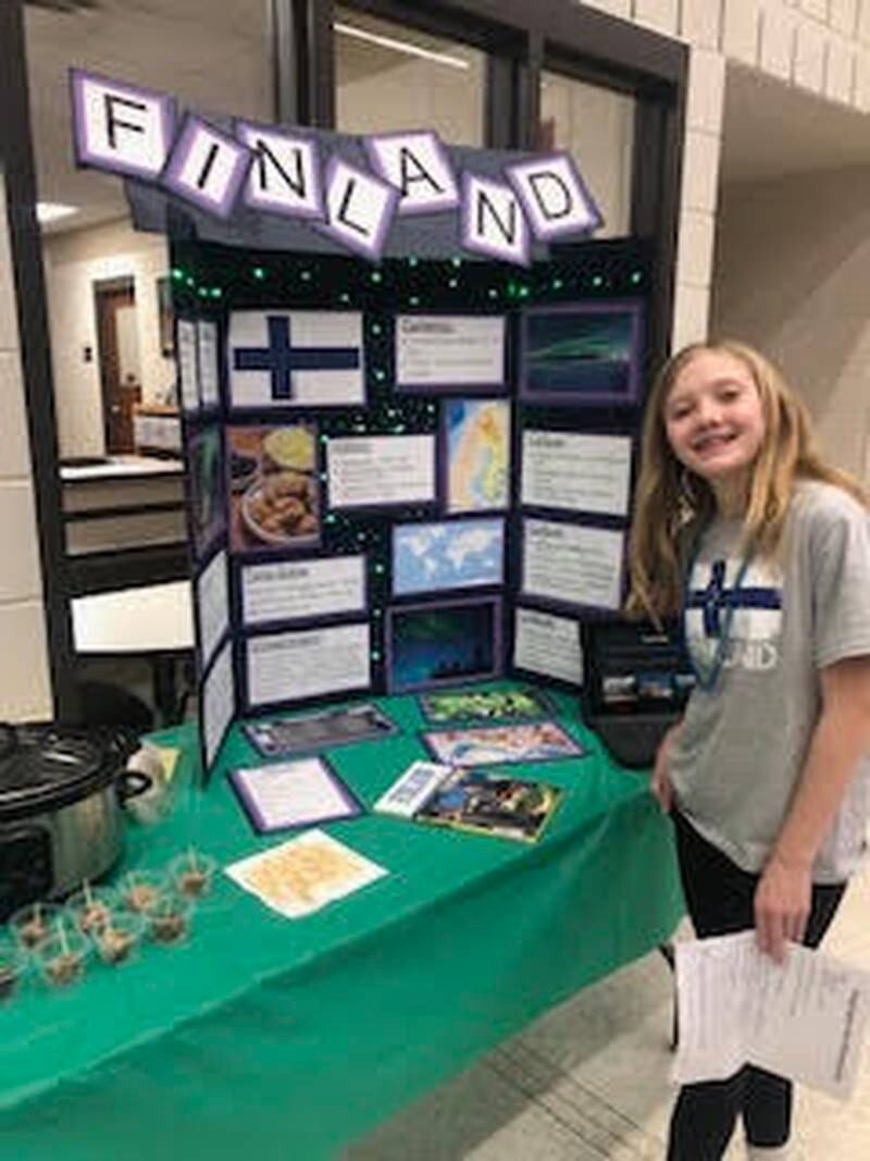 From perogies and churros to kringla and schnitzel, Seneca Grade School geography teacher Julie Yunker’s class had a plethora of treats for sampling at their geography fair. More than 50 countries were represented by students excited to share the customs and cultures of their selected countries.