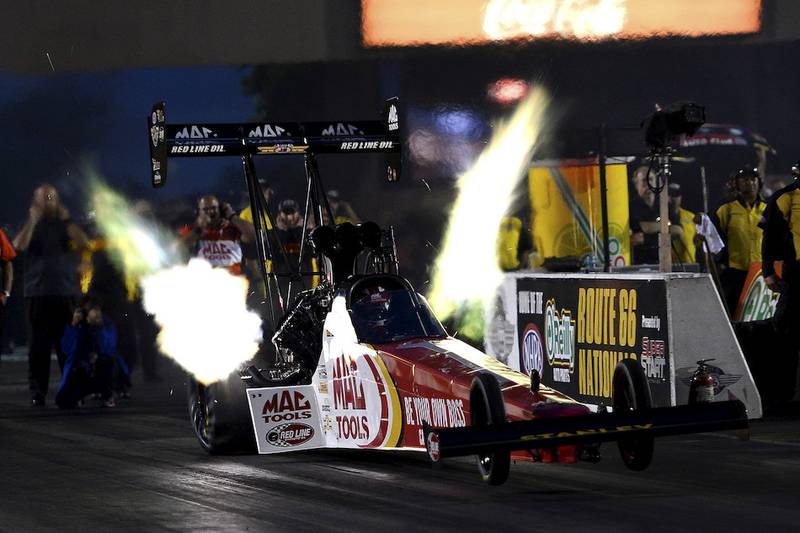 Doug Kalitta burns rubber at Route 66 Raceway during a past NHRA visit to the Joliet area.